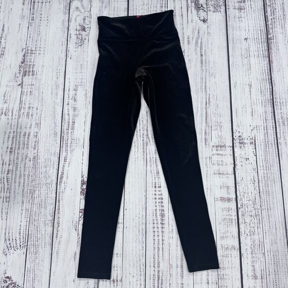 SPANX Pants - Spanx Black Velvet Leggings XS High-Rise Pull-On Cozy Glam